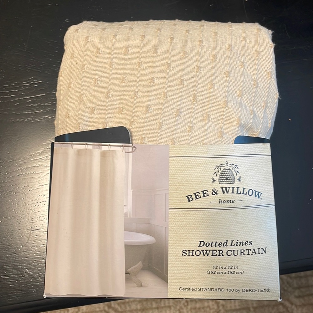 New Bee & Willow dotted lines shower curtain 72x72”